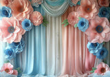 Pastel Color Drapery With Floral Decoration Backdrop