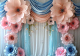 Pastel Color Drapery With Floral Decor Backdrop