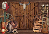 Western Cowboy Theme Barn Door Backdrop