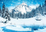 Winter Wonderland Mountain Forest Backdrop