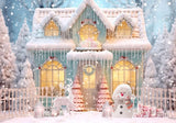 Pastel Pink Christmas House Backdrop