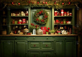 Red And Green Christmas Kitchen Backdrop