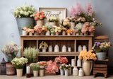 Spring Wooden Fresh Flower Shelf Backdrop