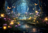 Fairytale Forest Dreamy Butterflies Flowers Backdrop