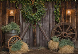 Rustic Barn Wood Door Wheel Backdrop