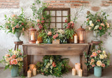 Floral Tabletop Rustic Brick Wall Backdrop