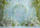 Blue Butterfly Floral Backdrop