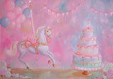 Pink Carousel Horse Cake Backdrop