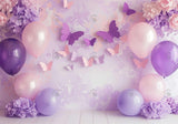 Purple Butterfly Balloons Backdrop