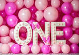 Girl 1St Birthday Pink Balloons Backdrop