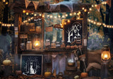 Spooky Halloween Witch Market Backdrop