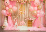 Pink Balloons Bird Cage Drapery Backdrop