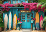Summer Beach Shop Surfboard Backdrop