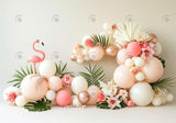 Flamingo Pastel Colored Flower Balloons Backdrop