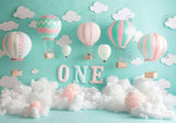 Pastel Hot Air Balloon ONE Birthday Backdrop