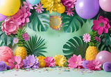 Hawaii Tropical Paper Leaves & Flowers Balloons Backdrop