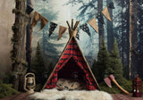 Camping Teepee Forest Adventure Backdrop