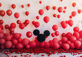 Cartoon Mouse Head Red Balloons Backdrop