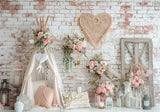 Bohemian Floral Brick Wall Backdrop