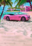 Pink Summer Beach Luxury Car Backdrop