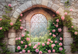 Stone Arch Wall Flowers Backdrop