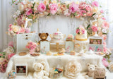 Flower Bear Birthday Tea Party Backdrop