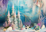 Under the Sea Castle Starfish Mermaid Backdrop