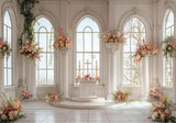 White Church With Arched Windows Backdrop