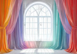 Rainbow Colored Curtain Window Backdrop