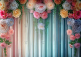 Pastel Color Drapery With Flower Decorations Backdrop