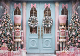 Pink Christmas Nutcracker Store Front Backdrop