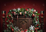 Red Christmas Headboard Bed Backdrop