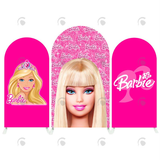 Allenjoy Pink Barbie Head Happy Birthday Party Arch Backdrop Wall Cloth Cover