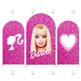 Allenjoy Glitter Barbie Head Happy Birthday Party Arch Backdrop Wall Cloth  Cover