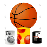 Allenjoy Basketball Theme Birthday Party Decoration Round Circle Backdrop Cover Plinth Cylinder Pedestal Cloth Cover