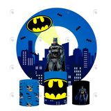 Allenjoy Superhero Batman Birthday Party Decoration Round Circle Backdrop Cover Plinth Cylinder Pedestal Cloth Cover