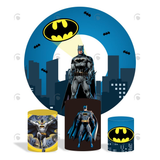 Allenjoy Batman Theme Birthday Party Decoration Round Circle Backdrop Cover Plinth Cylinder Pedestal Cloth Cover