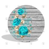 Allenjoy Wood Blue Rose Birthday Party Decoration Round Circle Backdrop Cover Plinth Cylinder Pedestal Cloth Cove