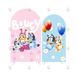 Allenjoy Bluey Happy Birthday Party Arch Backdrop Wall Cloth Cover