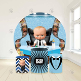 Allenjoy Boss Baby Birthday Party Decoration Round Circle Backdrop Cover Plinth Cylinder Pedestal Cloth Cover