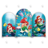 Allenjoy The Little Mermaid Happy Birthday Party Arch Backdrop Wall Cloth Cover