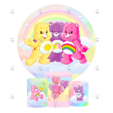 Allenjoy Care Bear Birthday Baby Shower Party Decoration Round Circle Backdrop Cover Plinth Cylinder Pedestal Cover