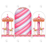 Allenjoy Pink Carousel Baby Shower Birthday Party Arch Backdrop Wall Cloth Cover