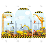 Allenjoy Construction Vehicles Arch Backdrop Wall Cloth Cover For Birthday Baby Shower Party