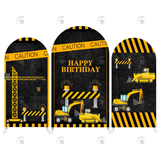 Allenjoy Under Construction Equipment Vehicles Truck Arch Backdrop Wall Cloth Cover For Birthday Baby Shower Party