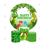 Allenjoy Dinosaur Safari Theme Birthday Party Decoration Round Circle Backdrop Cover Plinth Cylinder Pedestal Cover