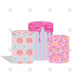 Allenjoy Donut Theme Birthday Baby Shower Party Decoration Round Circle Backdrop Cover Plinth Cylinder Pedestal Cover