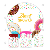 Allenjoy Grow Up Donut Birthday Baby Shower Party Decoration Round Circle Backdrop Cover Plinth Cylinder Pedestal Cloth Cover