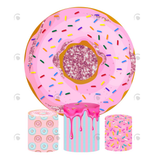 Allenjoy Donut Theme Birthday Baby Shower Party Decoration Round Circle Backdrop Cover Plinth Cylinder Pedestal Cover