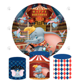 Allenjoy Dumbo Theme Birthday Party Decoration Round Circle Backdrop Cover Plinth Cylinder Pedestal Cover